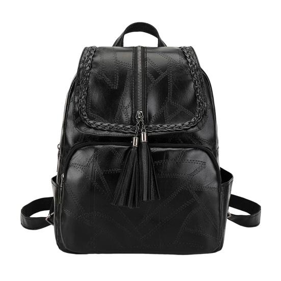 Unisex Retro Backpack Faux Leather Waterproof Schoolbag Anti-Theft Multi-Pocket Backpack for Street Travel College Students