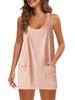 2025 Summer Sleeveless Solid Color Dress with Thin Straps & Pocket