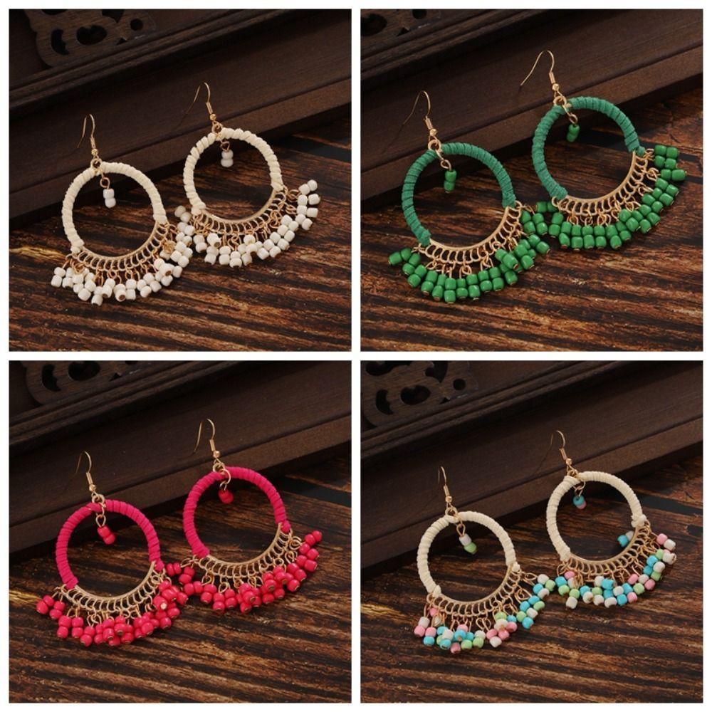 

Retro Bohemian Style Round Earrings Ethnic Style Fringe Drop Ear Stud Party style 3