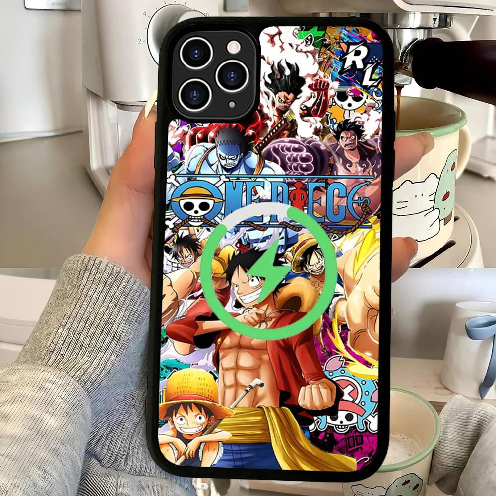 Cartoon Ones P-Piece Luffys-Ace Magnetic Matte Phone Case For IPhone 16 17 15 14 13 12 11 For Magsafe Wireless Charge Cover
