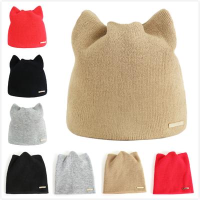 Winter-Strickpullover-Mütze für Damen, warme Mützen, Mützen mit niedlichen Ohren für Mädchen, Beanie-Mütze