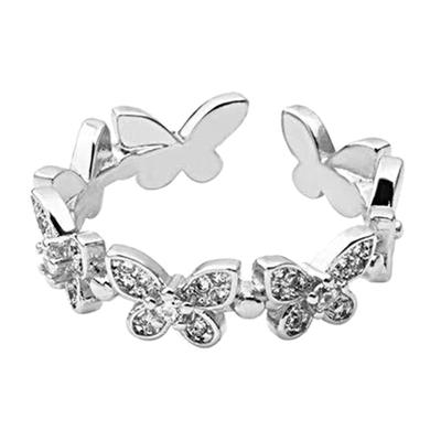 Fashion for Butterfly Rings Shiny Adjustable Finger Ring Girls Minimalist Dainty Jewelry Gift for Women Teen Girl Valent
