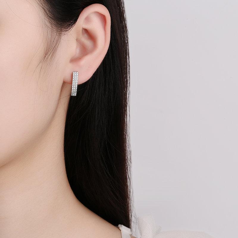 925 Sterling Silver Earrings For Women Round Zircon Earrings Sparkling Party Wedding Jewelry Gift Accessories