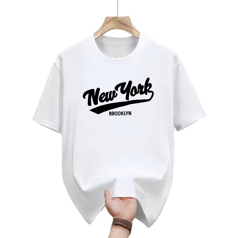 Mens New York lettered roundneck Tshirt mens designer fashionable city Tshirt retro top for men