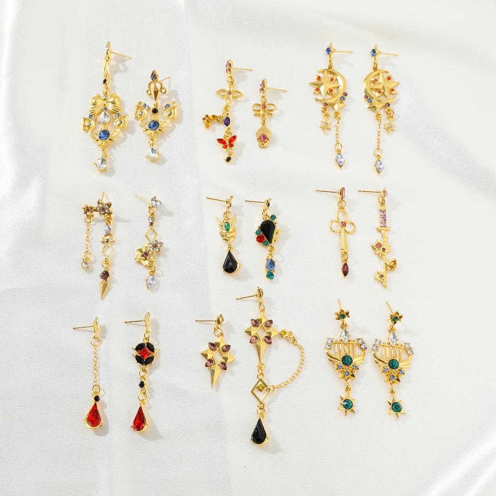 Genshin Impact Earring Ear Studs Barbatos Venti Wind Element Irregular Metal Pendant Earrings For Women Cosplay Party Jewelry