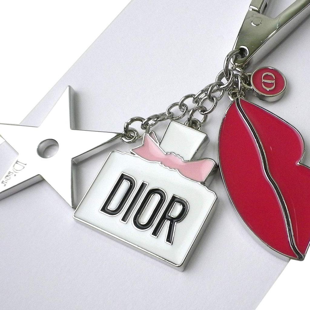 Dior Bag Charm Key Ring Keychain Accessory Strap Logo Charm Lip Silver Pink CD Star