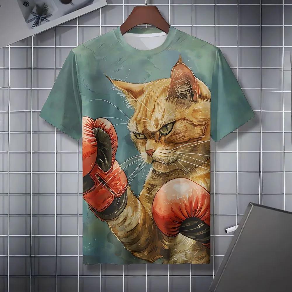 Sommer Herren Freizeit Mode Kreativ Lässig Täglich T-Shirt Locker Lässig T-Shirt 3D Digital Farbe Gedrucktes T-Shirt
