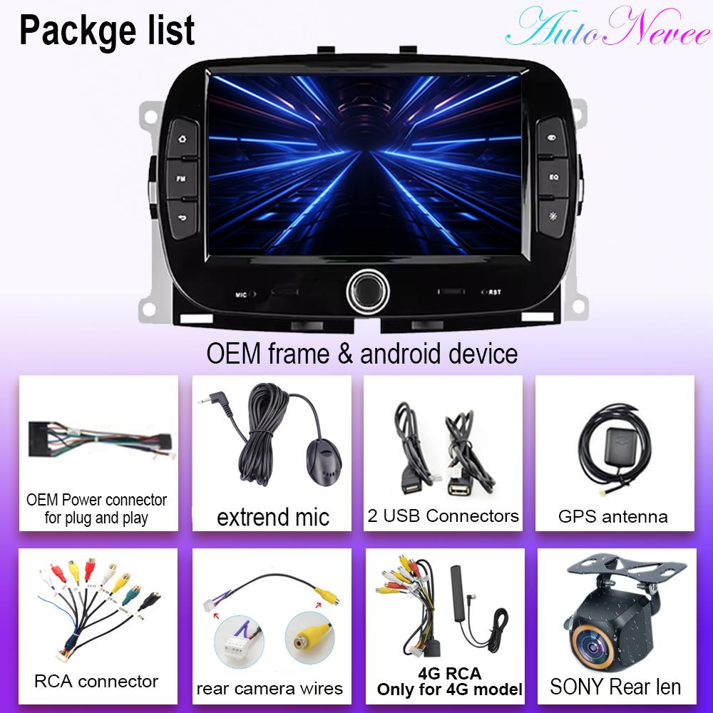 Android Auto Car Radio For FIAT 500 2016 2017 2018 2019 Stereo Head Unit NO 2DIN DVD Multimedia Player Navigation GPS Screen BT