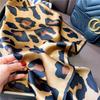 68Cm Retro Leopard Print Silk Scarf Women Imitation Silk Fashion Versatile Headwear Bag Accessories Clothing Square Scarf