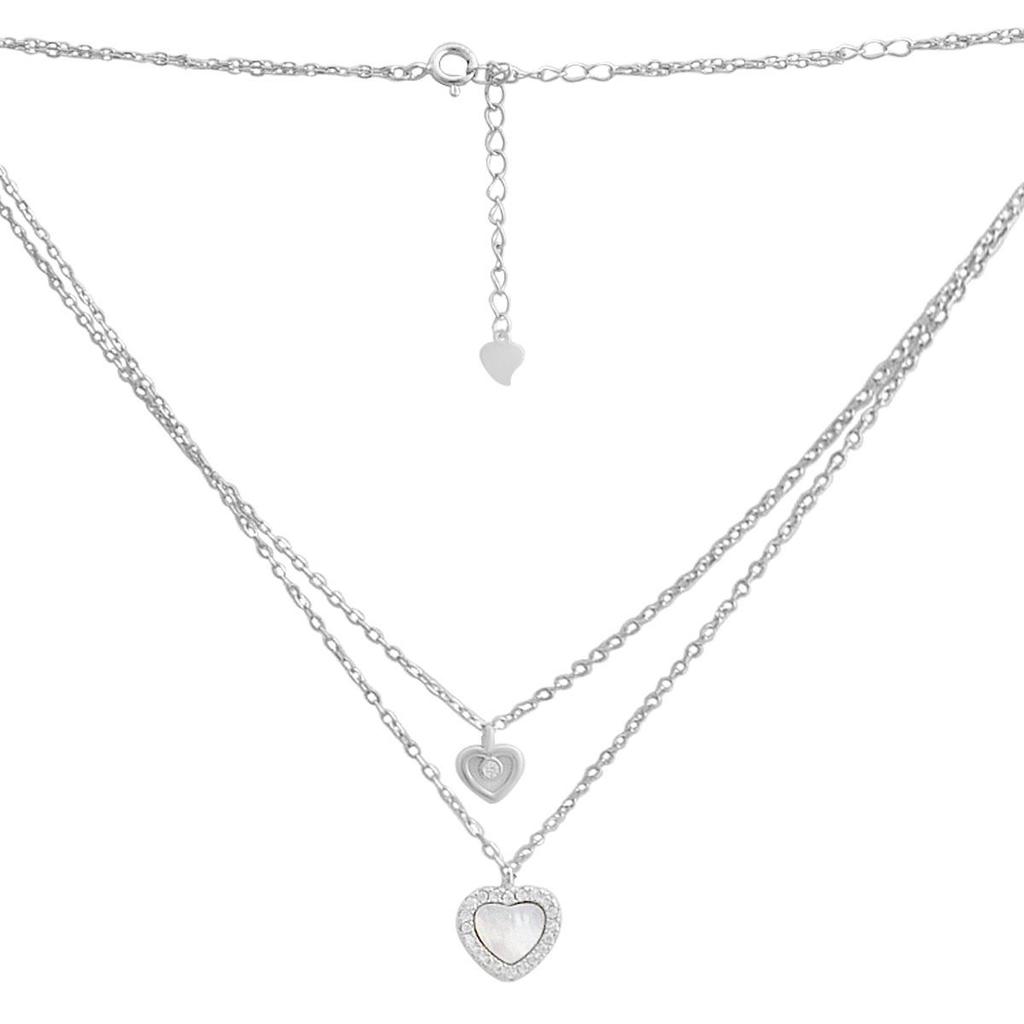 Silver Necklace with Natural Mother-of-pearl, Cubic Zirconia, Item Weight 3.88 G (2184669)