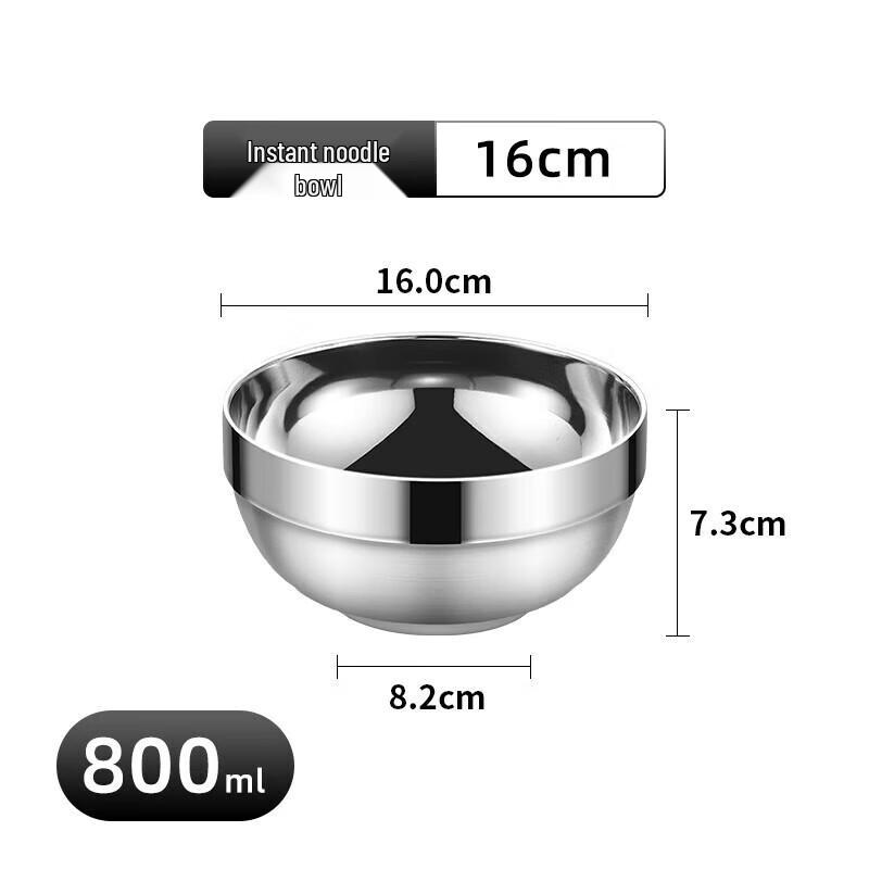 Zankang 16cm Double-Layer Insulated Stainless Steel Bowls, 10-Pack