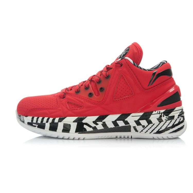 

Li Ning WOW 2 Trendy Non slip Lightweight Mid top Basketball Shoes Men s Red Black White ABAJ003-9 43