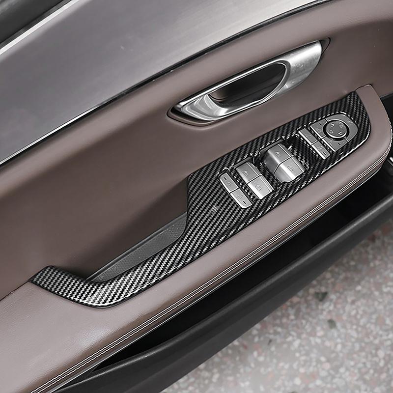 Styling Window Glass Lifting Buttons Panel Decoration Cover Trim For BYD Han  LHD Carbon Fiber Color Interior Accessories