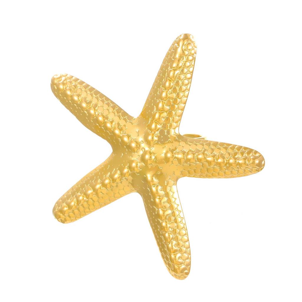 High-End Edelstahl Blumen- & Seestern Offener Ring für Damen