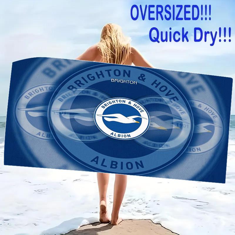 Brighton & Hove Albion Print Beach Towel, Large Soft Quick Dry Towel for Beach Camping Swimming