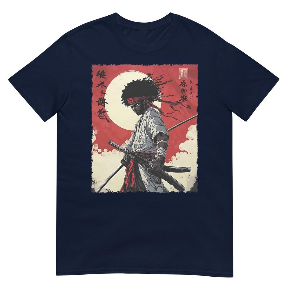 Afro American Samurai Anime Cartoon Japanese Bushido Warrior Tshirt S