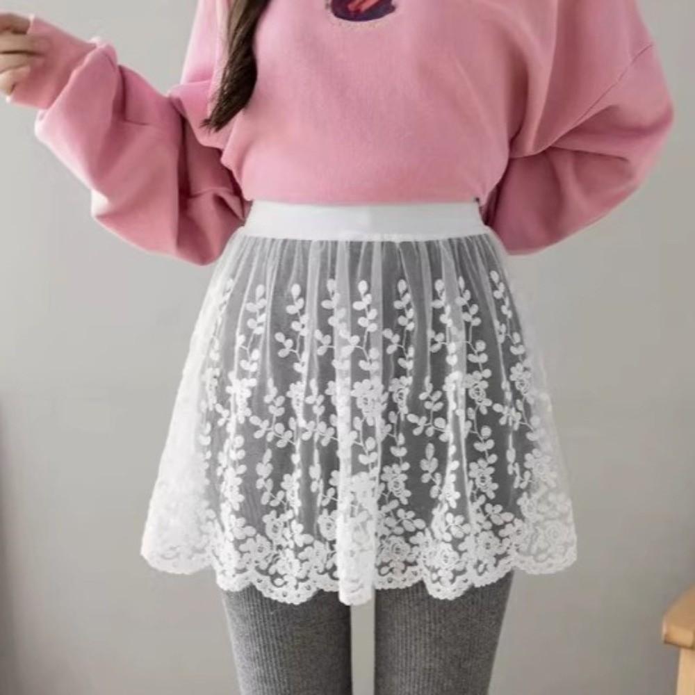 Transparent Lace Underskirt Slips High Waist Lining Petticoat Women  Spring
