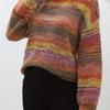 Autumn and Winter Women's Knitwear Plus Size Vintage Rainbow Color Stripe Loose Long Sleeve Round Neck Sweater