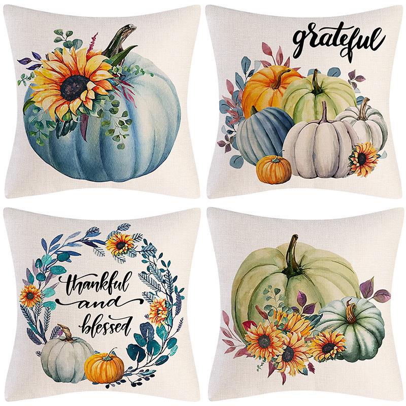New Autumn Plant and Flower Thanksgiving Pillowcase Living Room Home Decoration Sofa Bedside Pillowcase