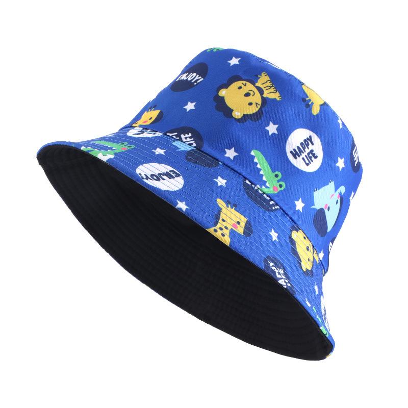 Children's Printed Cartoon Pot Hat, Baby Breathable Sun Hat, Beach Hat, Double-sided Can Wear JDKPM-05