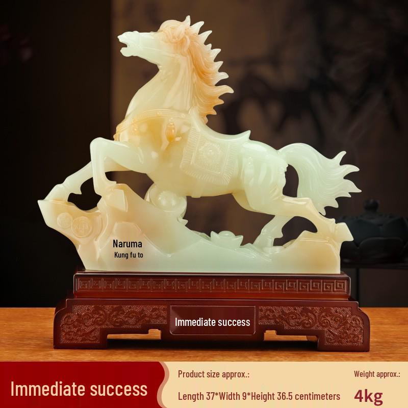 Jade Horse Figurine: Auspicious Zodiac Ornament for Wealth and Peace