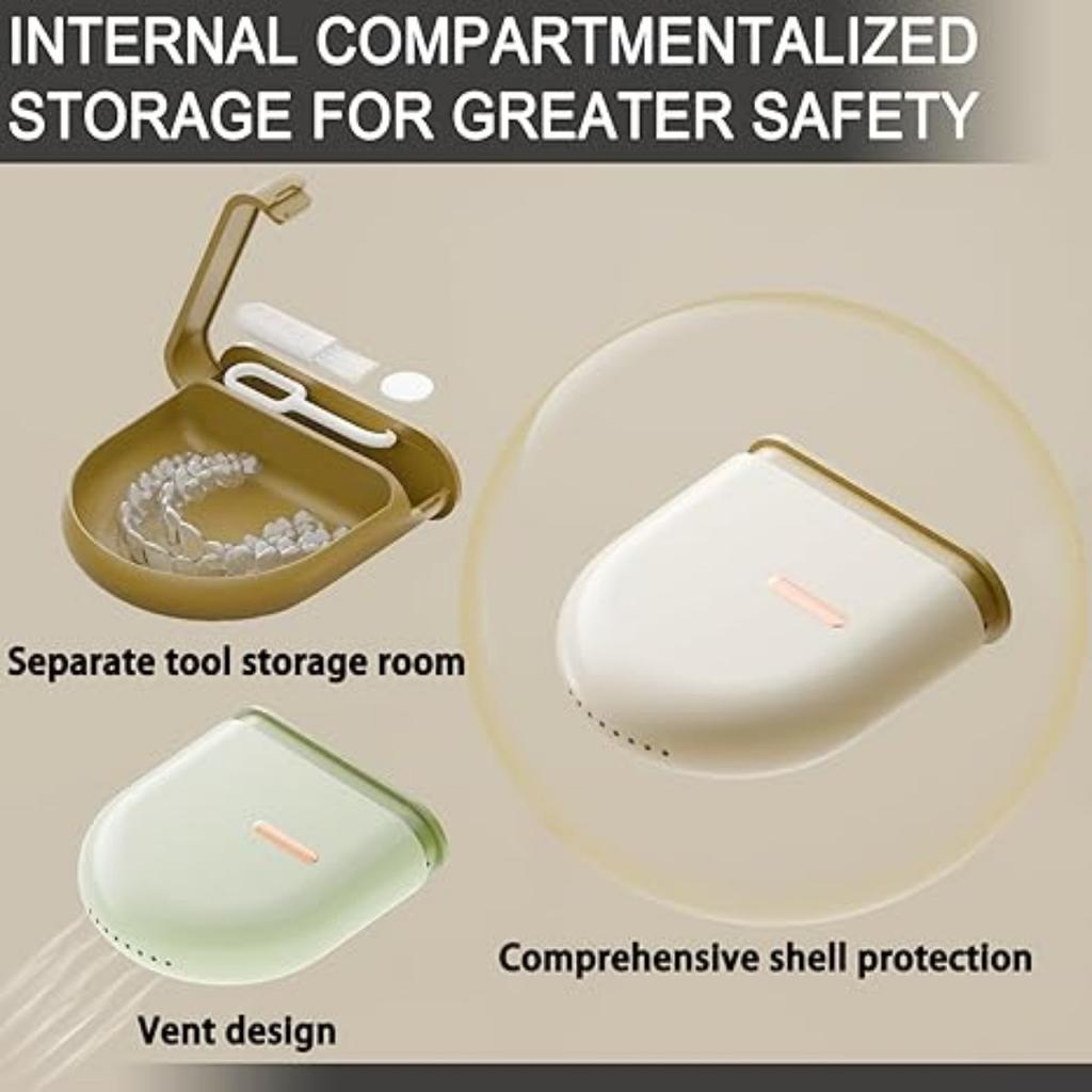 Aligner-Etui Retainer-Etui mit Belüftungslöchern, Kompatibel mit Invisalign Mundschutz-Set, Kieferorthopädisches Retainer-Etui mit Retainer-Entfernungswerkzeug und Bürste