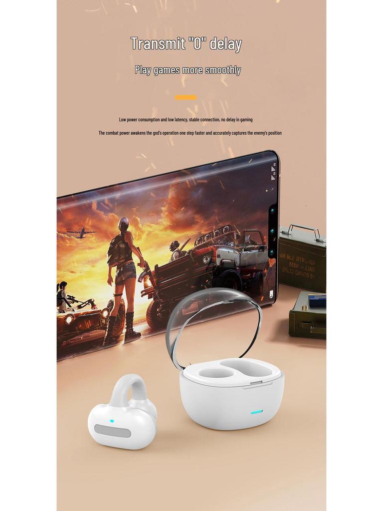 Wireless Bluetooth Earbuds, Non-In-Ear, Touch Control, Long Standby, Sport Ear Clip Style, Single Ear