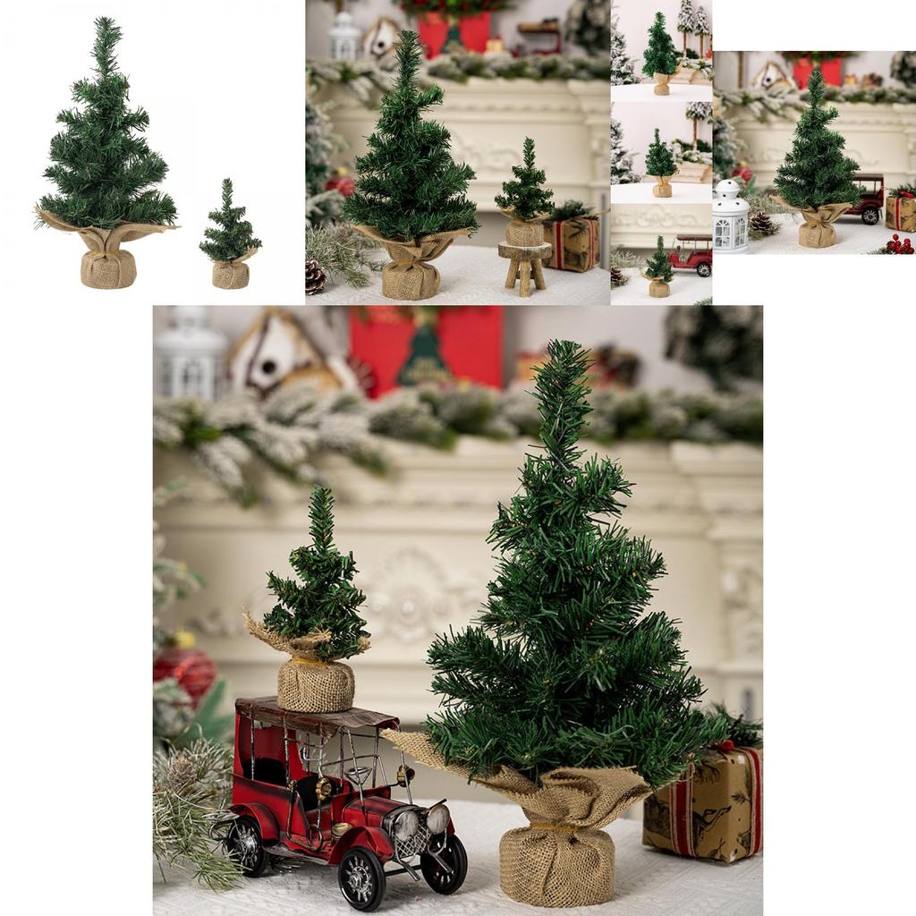 Adorable Mini Christmas Tree With Burlap Design For Festive Holiday Decor 30cm