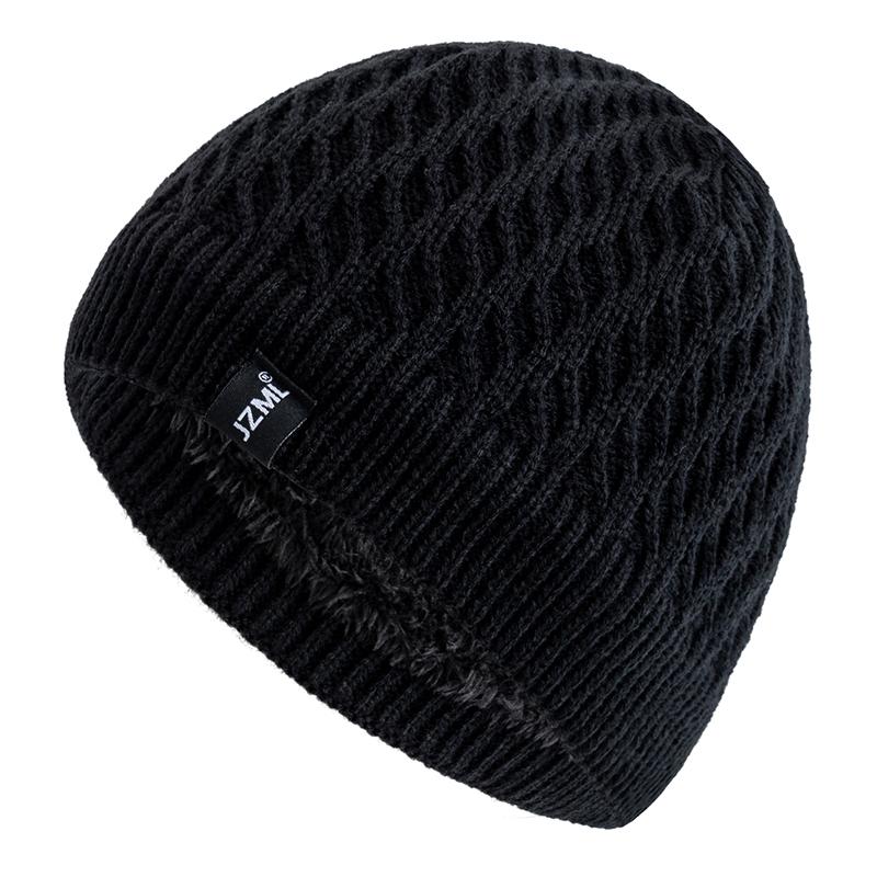 New Style Unisex Winter Hats Plush Fur Lined Men Women Warm Beanie Cap Casual JZML Label Decor Outdoor Winter SKI Knitted Hats