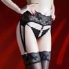 Sexy Side Strap Erotic Stockings with Pearl Massage Detachable Ultra-thin Glossy Smooth Aurora Strap Black Stockings