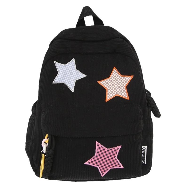 Zaino in velluto a coste, grande capacità, zaino, borsa da scuola, studente delle superiori, studente delle medie, borsa tesoro, piccolo, fresco, tinta unita