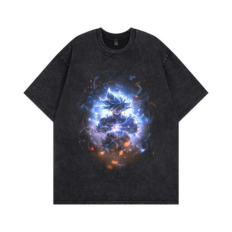 Summer New American Washing Water Short Sleeves Old High Street Style T-shirt Heavy Loose Couple Tide Men and Women Same Style