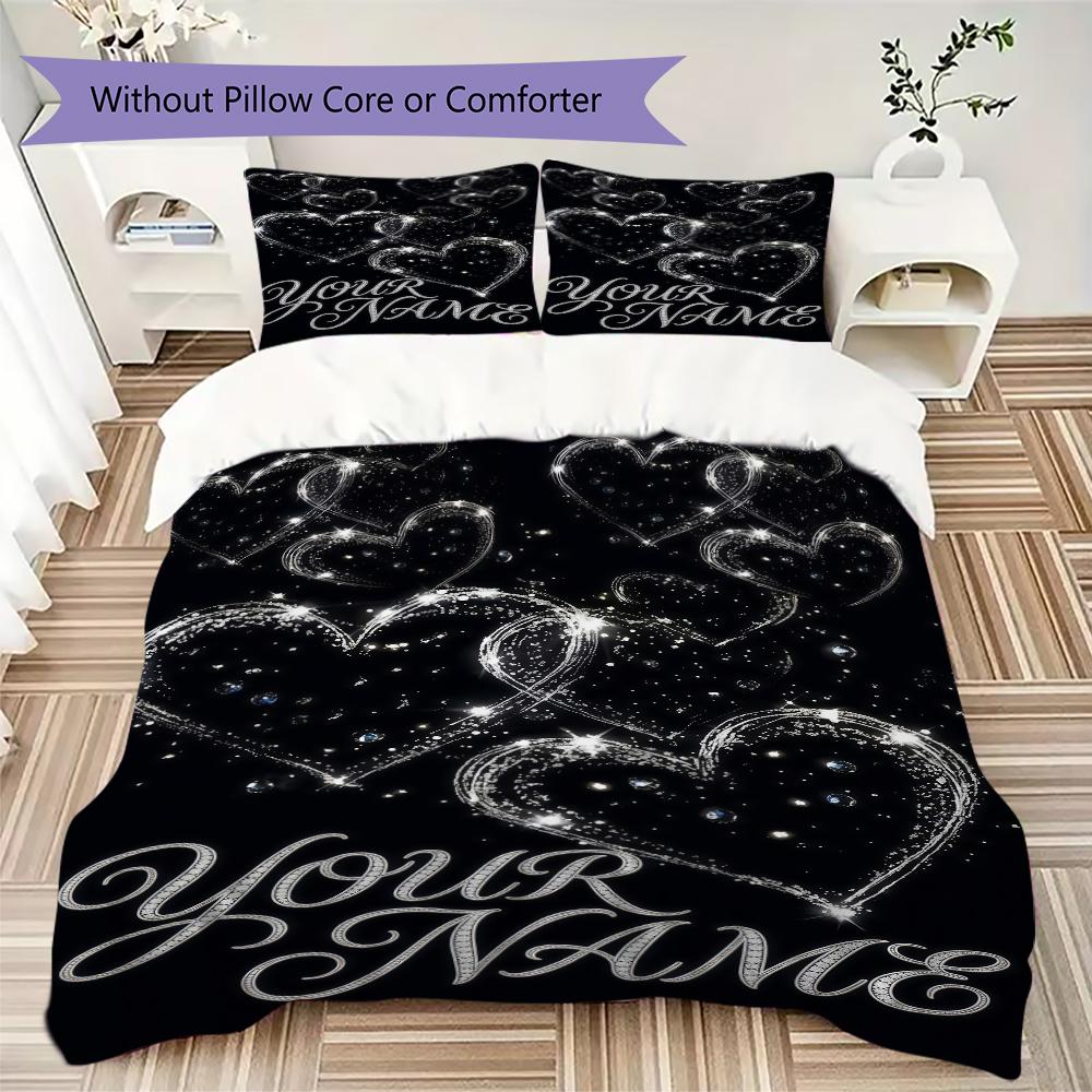 Custom Name Elegant Butterfly Lace Bedding,Quilt Set Quilt Cover Pillowcase Home Birthday Gift(1 * Duvet Cover + 2 * Pillowcase, Without Core)_lx