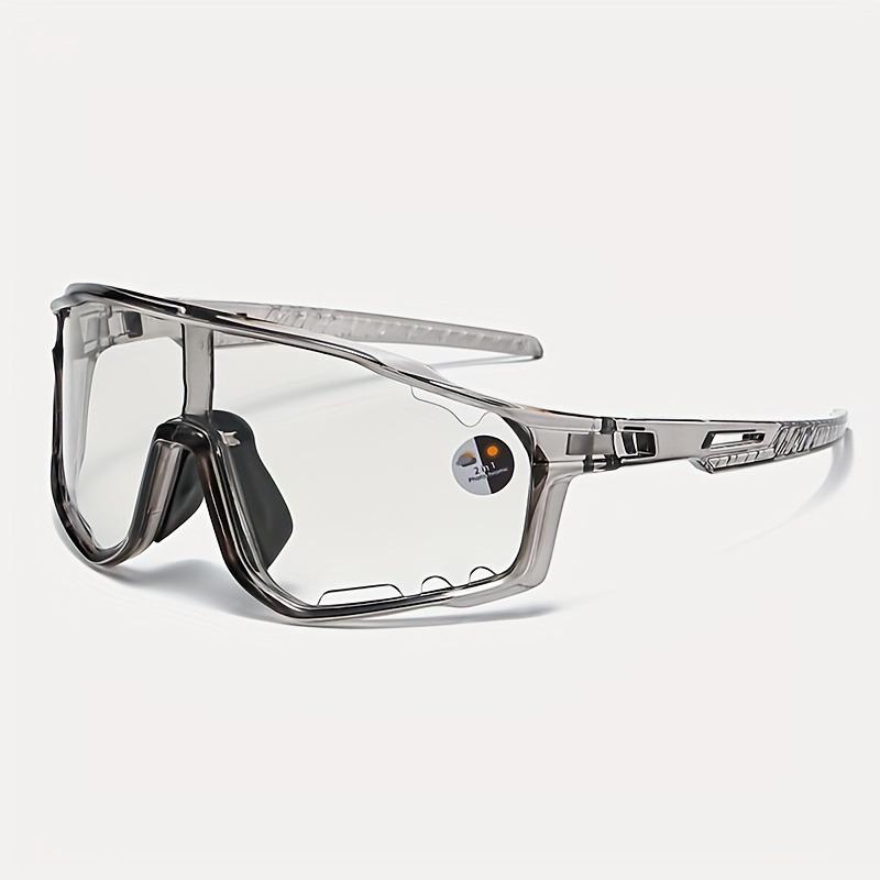 1PC men's and women's integrated light-changing bicycle glasses, large frame PC material, sports glasses with anti-glare glasses, for protection