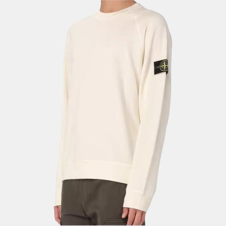 STONE ISLAND Logo Patch Crew Neck Long Sleeve Sweatshirt Men Sweatshirt Beige K1S156100023S0121-V0093