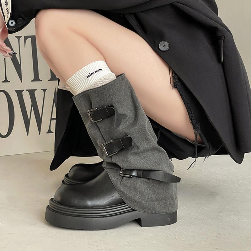 Fashion niche leather boots design sense retro thick heel short boots autumn new knight boots Martin boots French women's boots