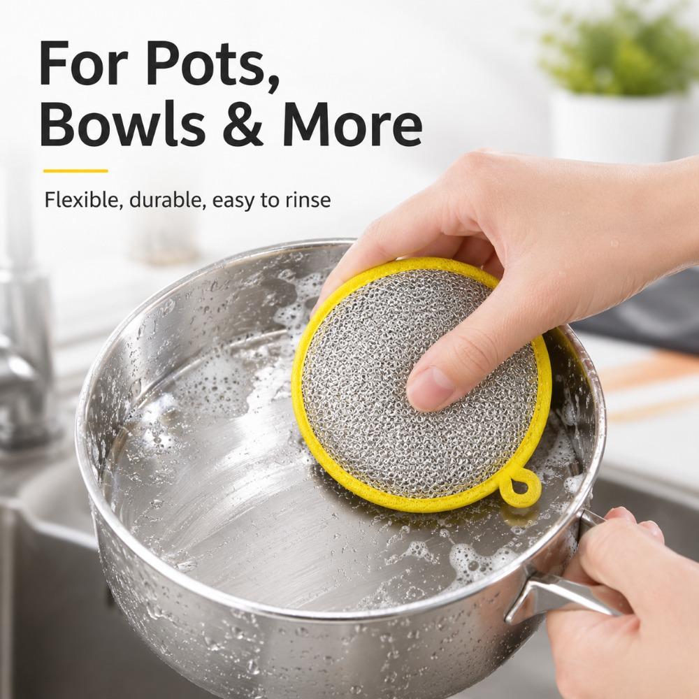 Reusable Double Side Dishwashing Sponge Kitchen Cleaning Pad for Pot Pan Bowl Dish Wash Scrubber Household Tool Set Kit