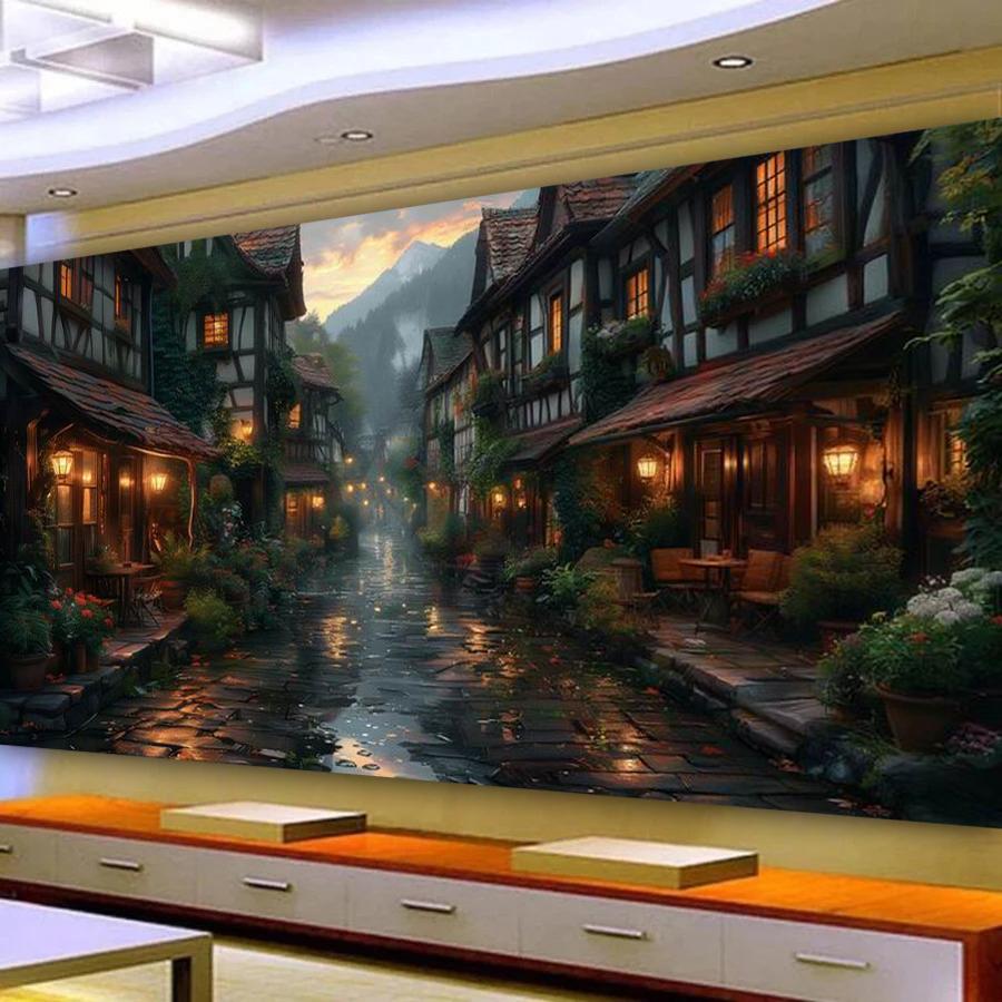 Evening Street House Large Size Diamond Painting Landscape Diy Full Square Round Drill Rhinestone Embroidery Mosaic Cross Stitch Kits