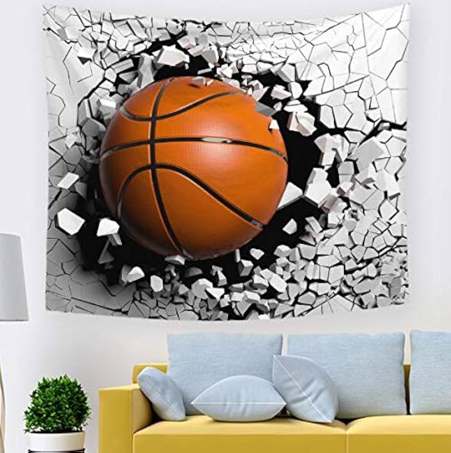 Sports Theme Tapestry for Teen Boys Gift Basketball Tapestry 3D Print Ball Games Wall Hanging For Bedroom Living Room Dorm Decor