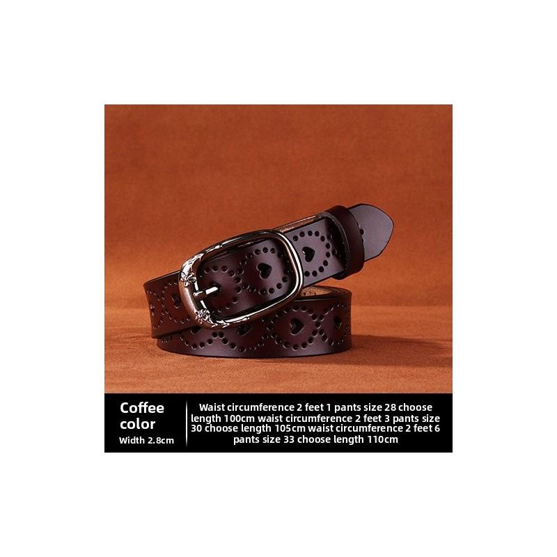 Classic Genuine Leather Womens Belt With Pin Closure For Office And Leisure