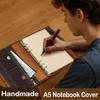 A5 Genuine Leather Notebook Cover Crazy Horse 6-Ring Refillable Binder Handmade Cowhide Folio Organizer Office School Supplies