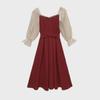 Women's French Summer A-Line Princess Dress with Short Sleeves and Waist-Slimming Design
