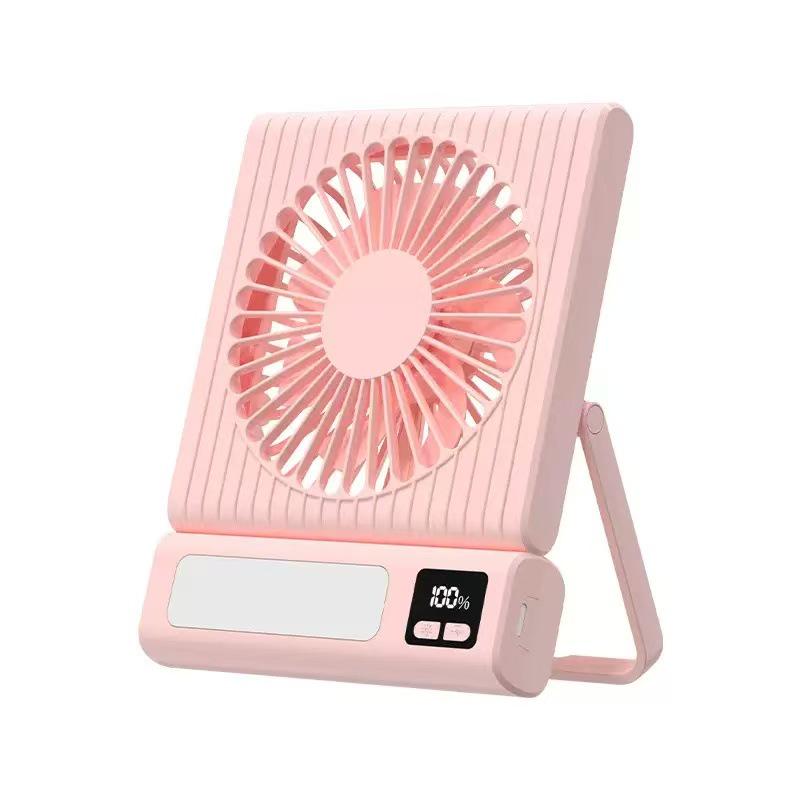 Portable USB Mini Fan with Digital Display - Foldable, Silent Desktop Fan for Students 134x30x172mm розовый