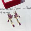 2025 Stylish Purple Flower Tassel Earrings with Zircon Studs - Luxury Design