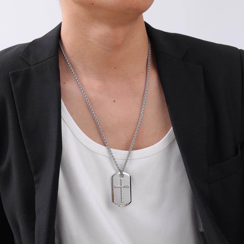 Collares Colgantes de Placa de Perro Cruzados para Hombres Niños, Collares Colgantes de Acero Inoxidable Pulido Alto, Regalos de Joyería para Esposo PAPÁ MEJOR AMIGO