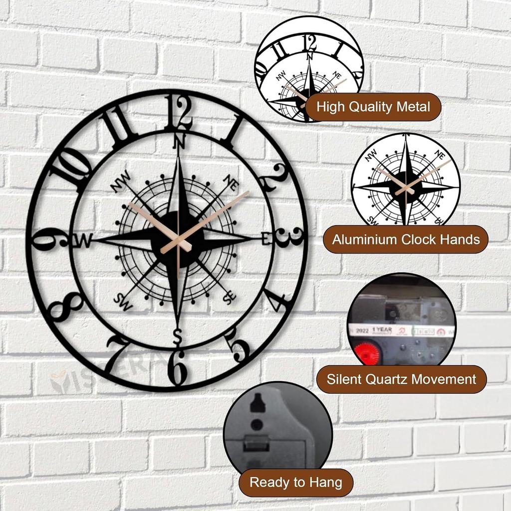 Geräuschlose Hänge-Wanduhr zur Wanddekoration | Antike Große Stumme Wanduhr für Heimdekorationsartikel (40 CM)