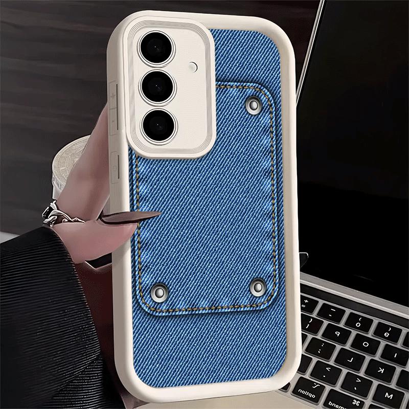 Handyhülle für Samsung Galaxy S26 S25 Ultra S24 FE Retro-Denim-Muster Schale S23 Plus S22 + S21 S20 5G Weiches Silikon Funda