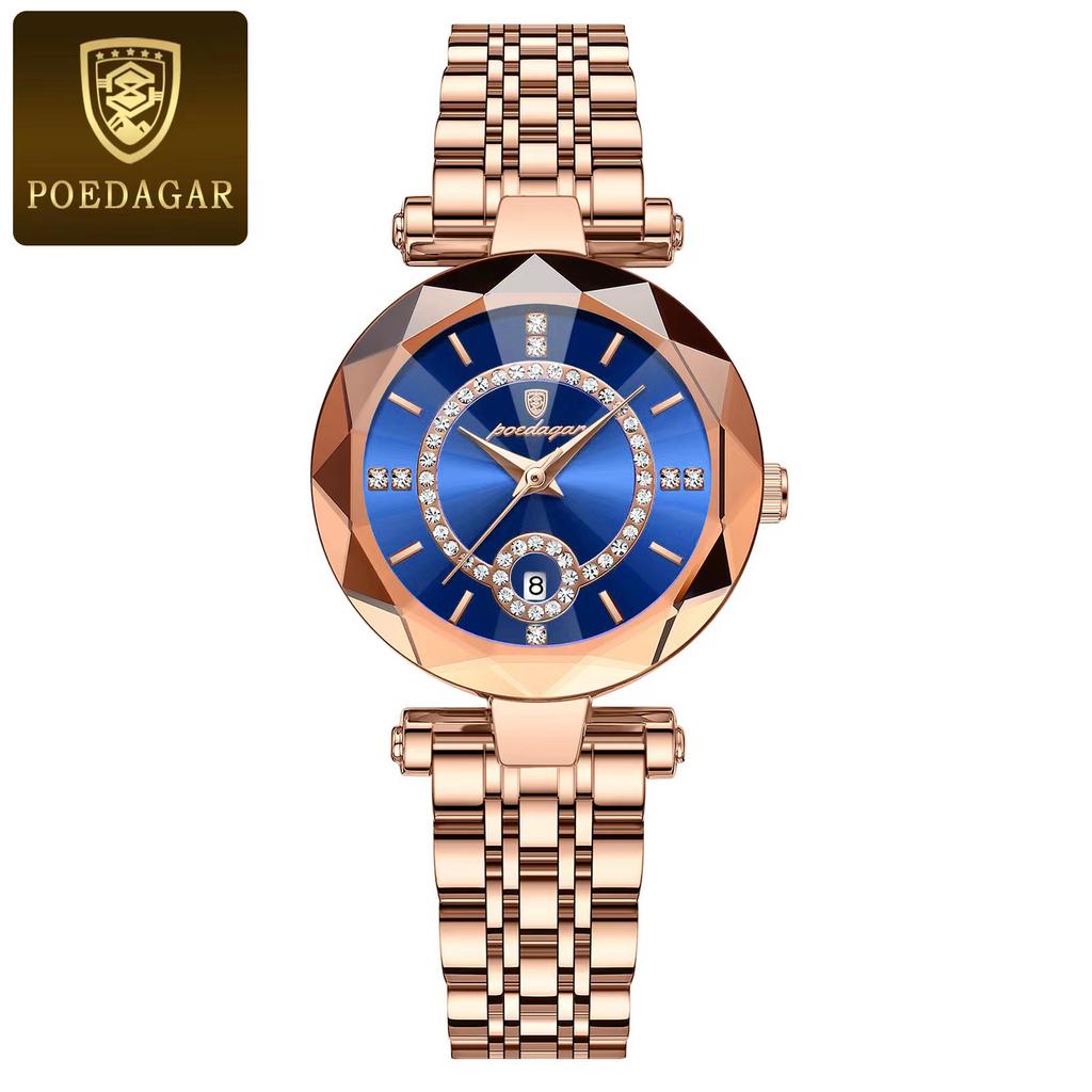 POEDAGAR Luxury Brand Women's Watches Waterproof Stainless Steel Date Ladies Wristwatch Fashion Elegant Quartz Watch Reloj