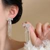 Tassel Detail Bowknot Tassel Earrings Ribbon Bow French Retro Earrings  Lady Gift