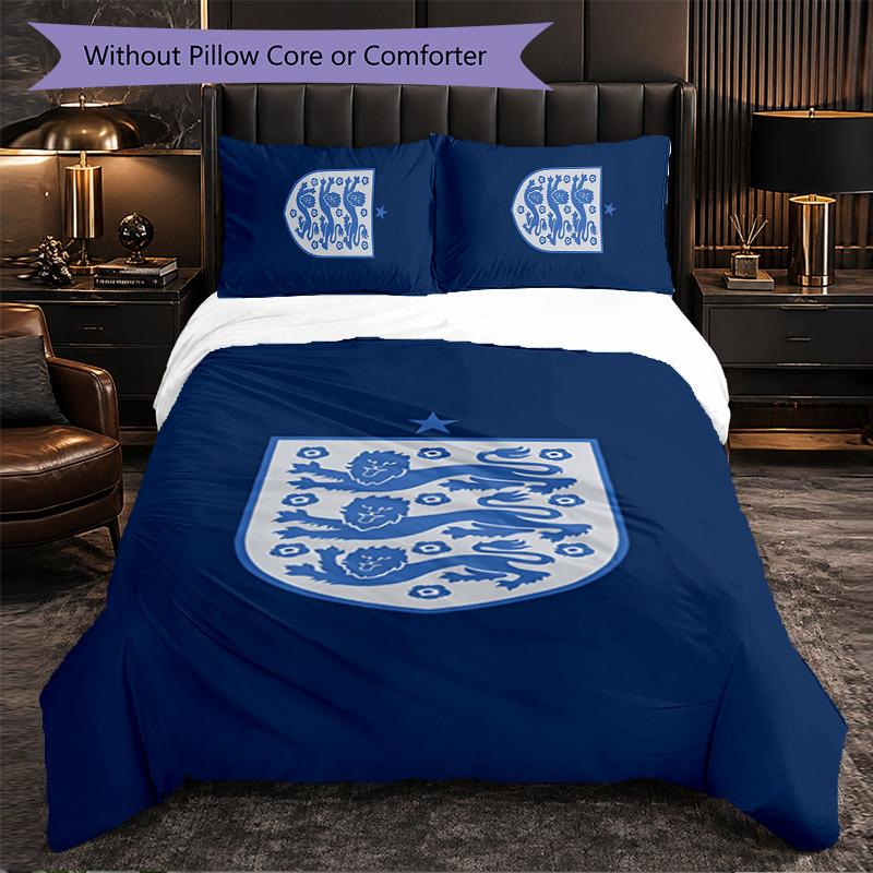 Set Biancheria da Letto a 3 Pezzi Nazionale di Calcio Inglese Morbido Set Copripiumino con Federe Set Decorazione Camera da Letto per la Casa